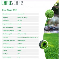 20 mm Çiğdem  Green  Dolgusuz Çim Halı