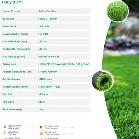 20 Mm Curly Kıvırcık Çim Halı