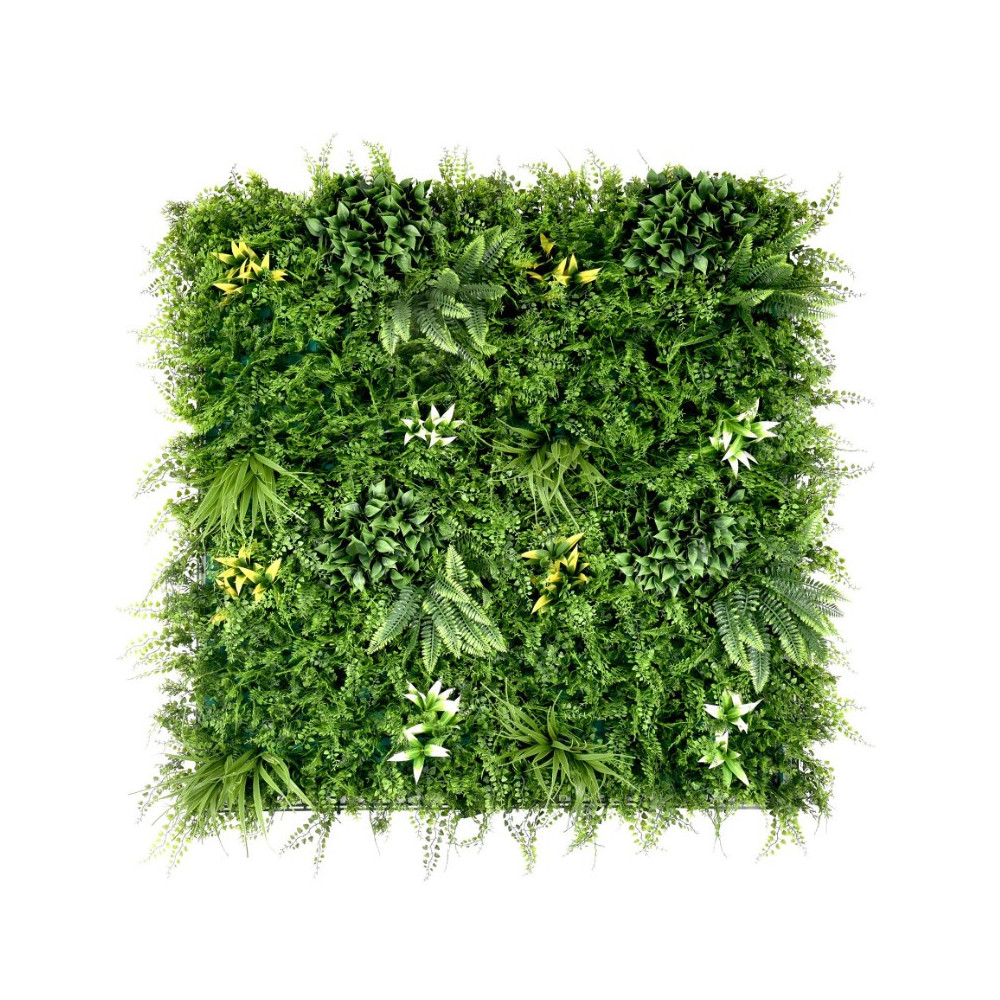 Dense Fern Çim Duvar Paneli 100×100 cm | Yoğun Eğrelti Yeşil Duvar